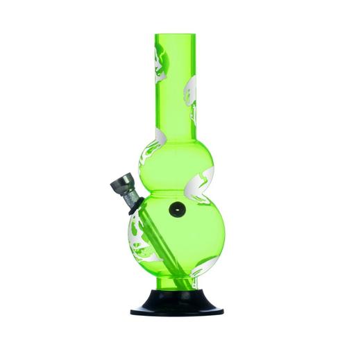 Akrilbong zöld, ezüst koponya mintás 20cm